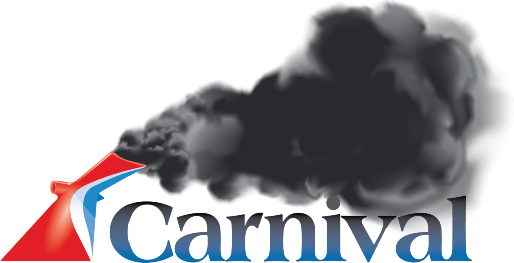 Carnival logo with black smoke coming out of the smokestack.